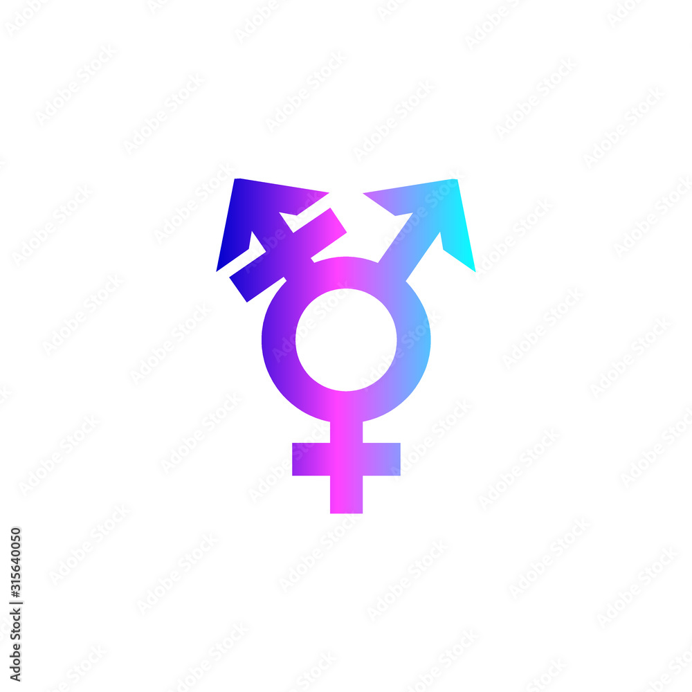 Transgender symbol combining gender symbols. Vector icon on white background Transgender symbol combining gender symbols. Vector icon on white background