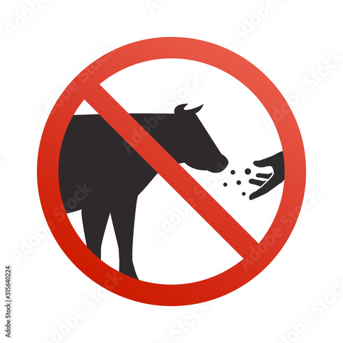 Do not feed the cow ban sign on a white background. Vector illustration.