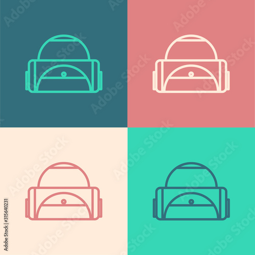Color line Sport bag icon isolated on color background. Vector Illustration