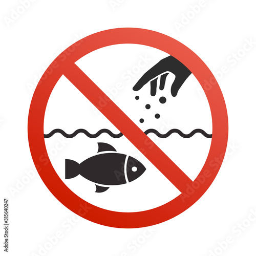 Do not feed the fish sign on a white background. Vector illustration.