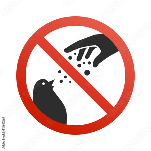 Do not feed the birds sign on a white background. Vector illustration.