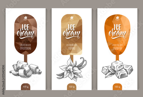 Vector set of templates packaging ice cream