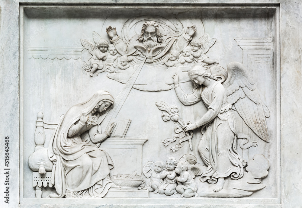 Biblical Bas-relief at the base of the Colonna della Immacolata in Rome