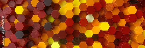 Colorful background with hexagon pattern - 3D Rendering