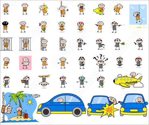 Comic Thief - Set of Concepts Vector illustrations