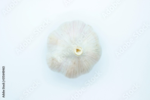 Head of garlic located on a white background
