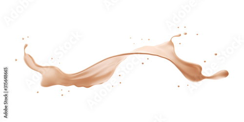 Liquid foundation splash element, fluid cosmetic cream 3d illustration.