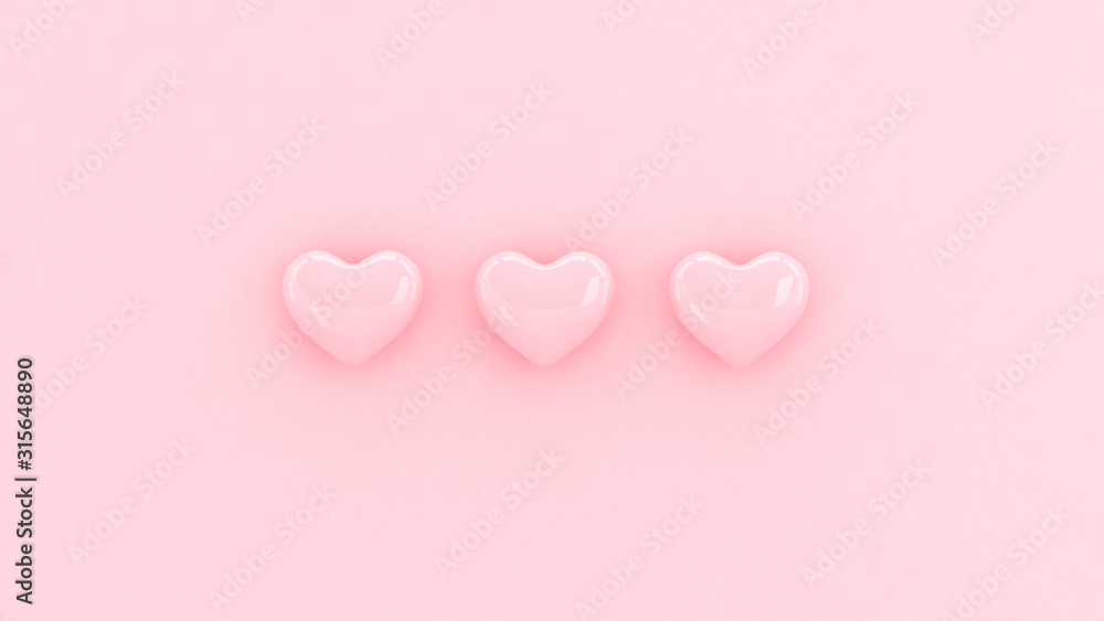 Hearts Valentines Day wallpaper. 3d illustration. Love, wedding,  engagement, marriage celebration. Romantic poster. Pastel pink love. Minimal  style hearts background. Stock Illustration | Adobe Stock