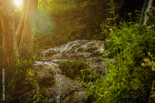 Natural beautiful background of little stream.