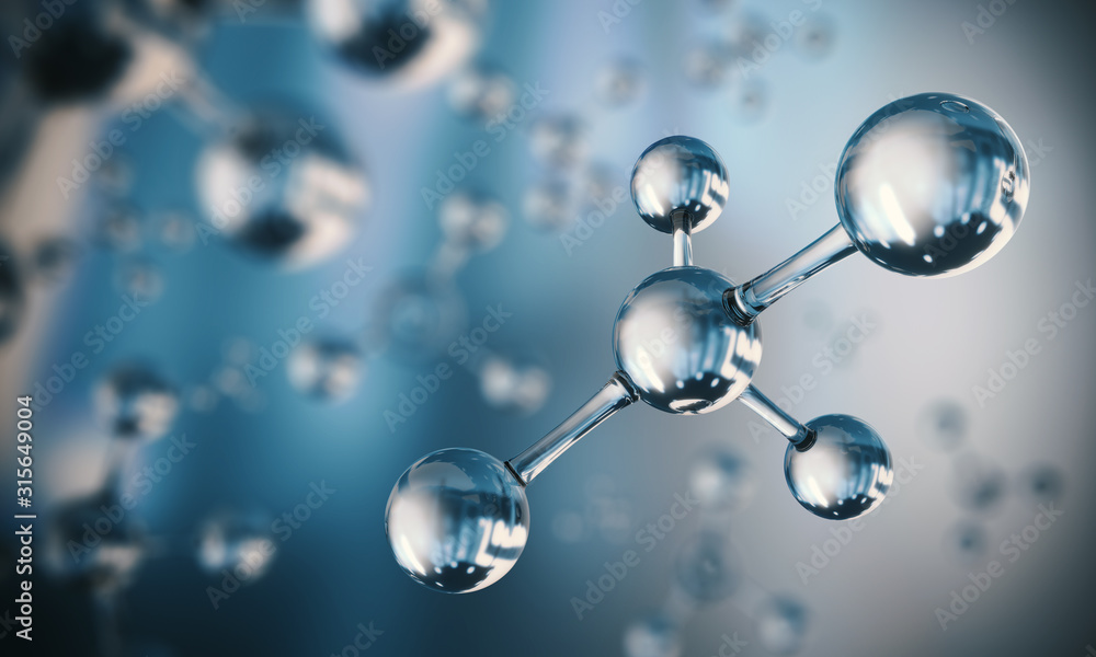 3d illustration of Science background molecule and atom model. - obrazy, fototapety, plakaty 