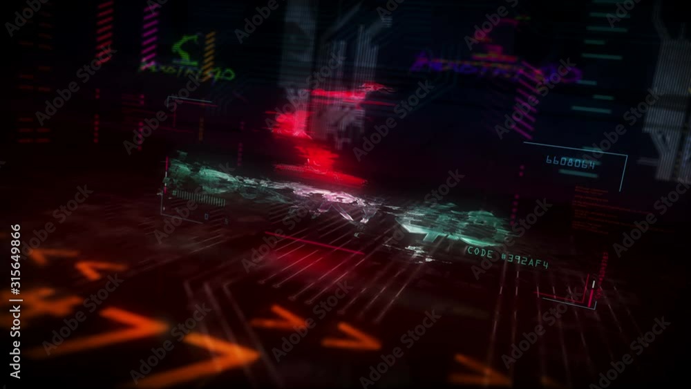 Industry 4.0 futuristic cyberpunk style animation. Abstract modern city 3d rendering with glitch effect. Modern cyberspace intro of innovation, business, automate and cyber technology. Industry 4.0 futuristic cyberpunk style animation. Abstract modern city 3d rendering with glitch effect. Modern cyberspace intro of innovation, business, automate and cyber technology.