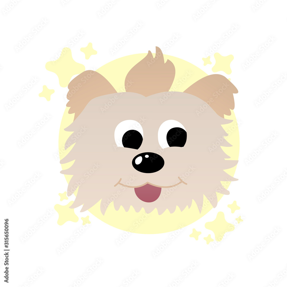 Illustration of Dog Head Cartoon, Cute Funny Character, Flat Design Illustration of Dog Head Cartoon, Cute Funny Character, Flat Design