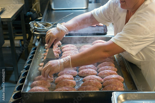 the work of the chef, the production of meat cutlets