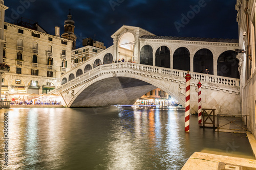 Night view of The Rialto Bridge on the Grand Canal in Venice,Italy. © Oleksii Sergieiev