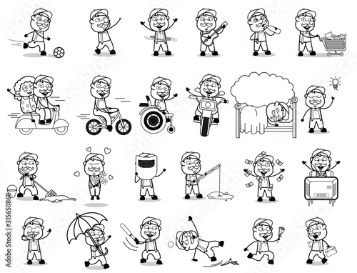 Funny Cartoon Vendor Character - Set of Concepts Vector illustrations