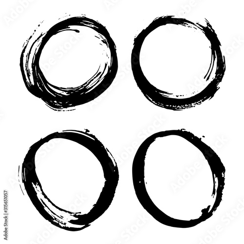 Round Frames  grunge textured hand drawn elements set  vector illustration