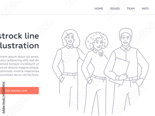 Team - modern line design style web banner