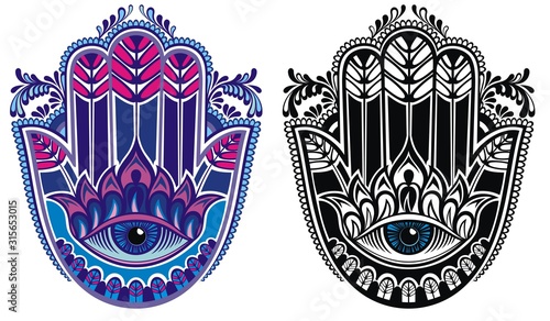 Hamsa, hand of Fatima, vector illustration