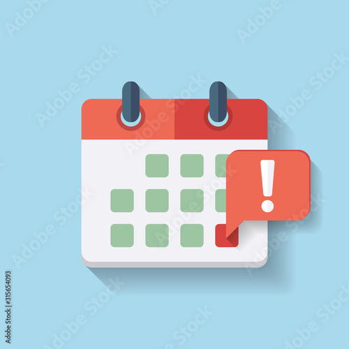 Flat vector deadline calendar Icon