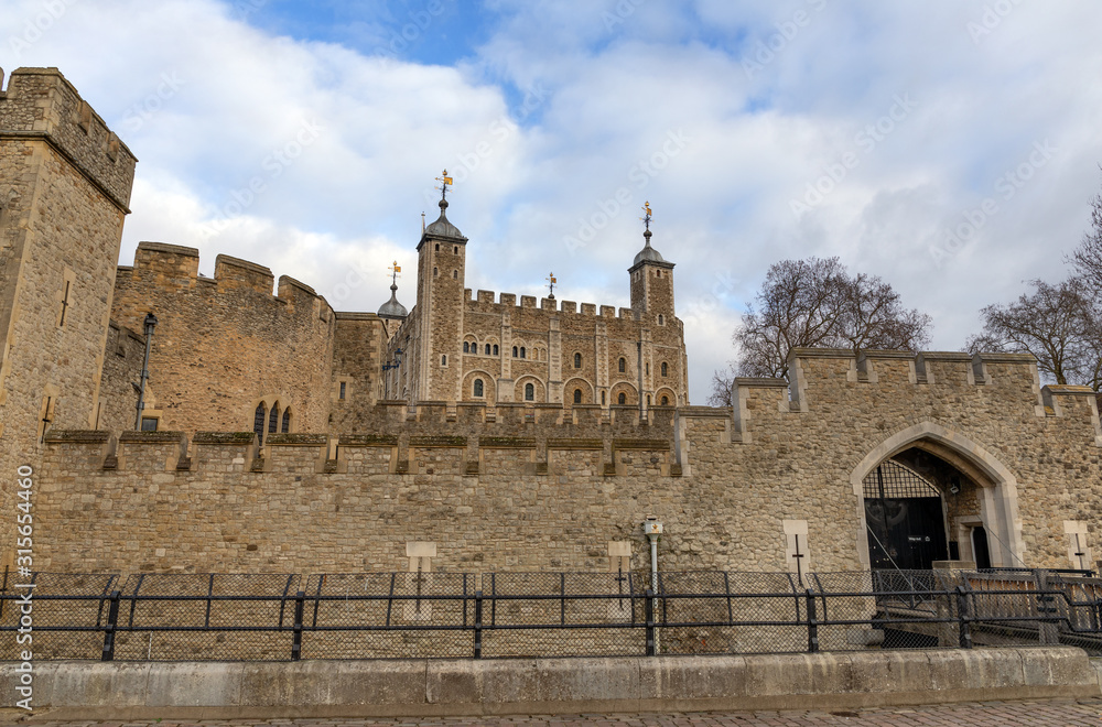 The Tower of London, landmark of the city, United Kingdom.