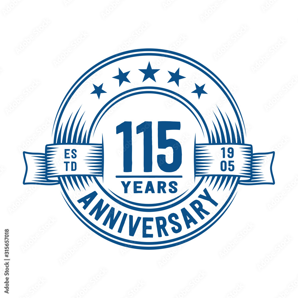 115 years logo design template. 115th anniversary vector and illustration. 115 years logo design template. 115th anniversary vector and illustration.