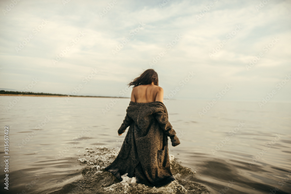 Woman portrait on sea in water