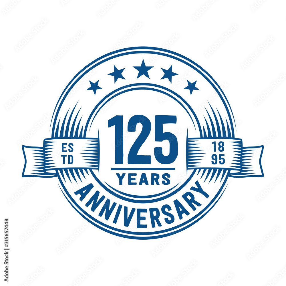 Fototapeta premium 125 years logo design template. 125th anniversary vector and illustration.