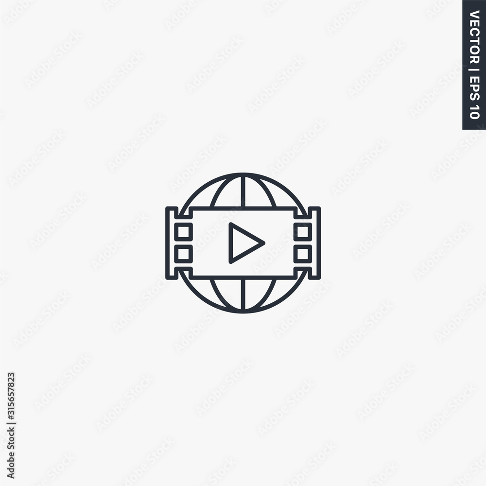 360 degree video, linear style sign for mobile concept and web design 360 degree video, linear style sign for mobile concept and web design