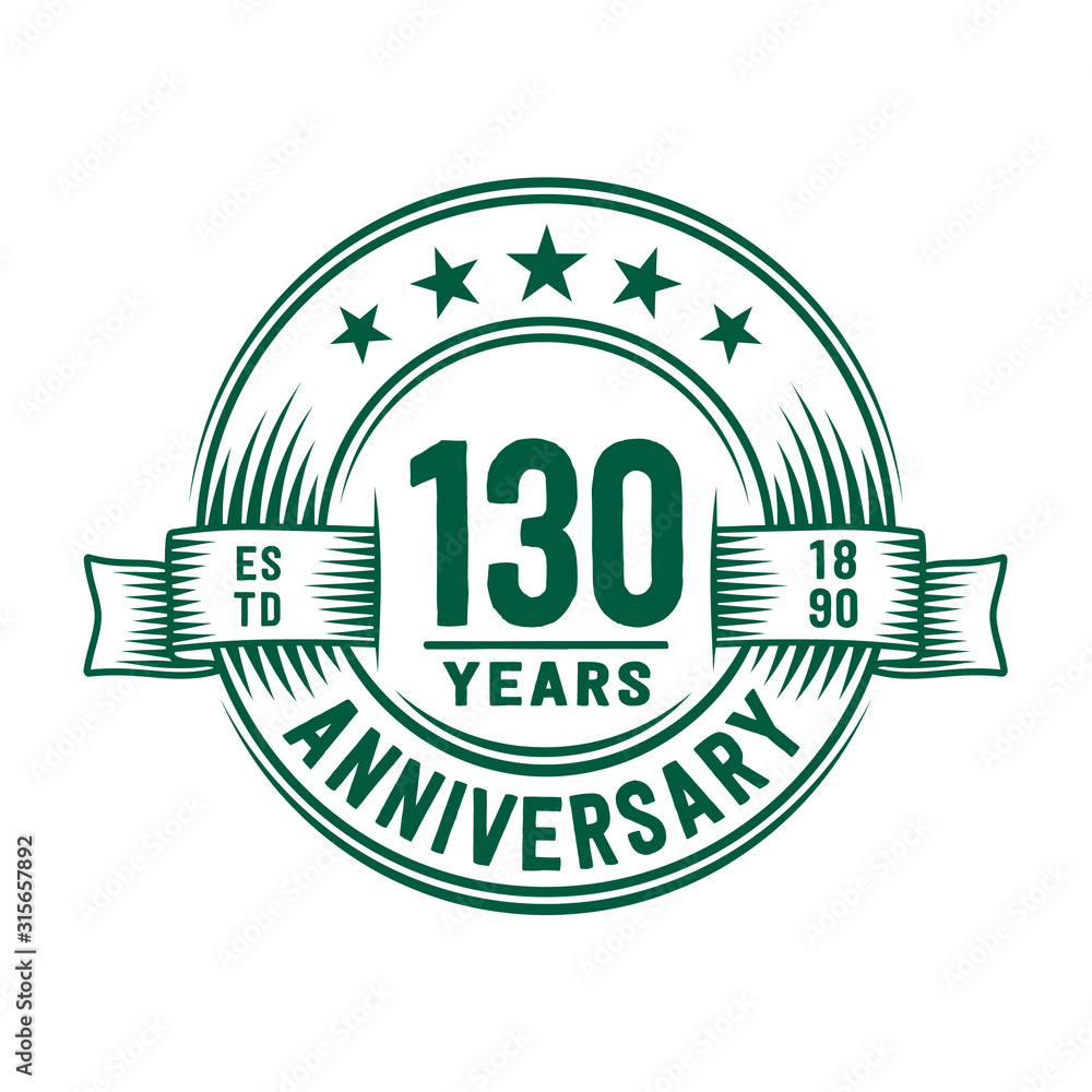 Fototapeta premium 130 years logo design template. 130th anniversary vector and illustration.