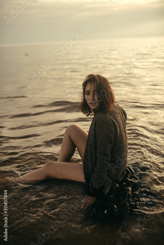 Woman portrait on sea in water