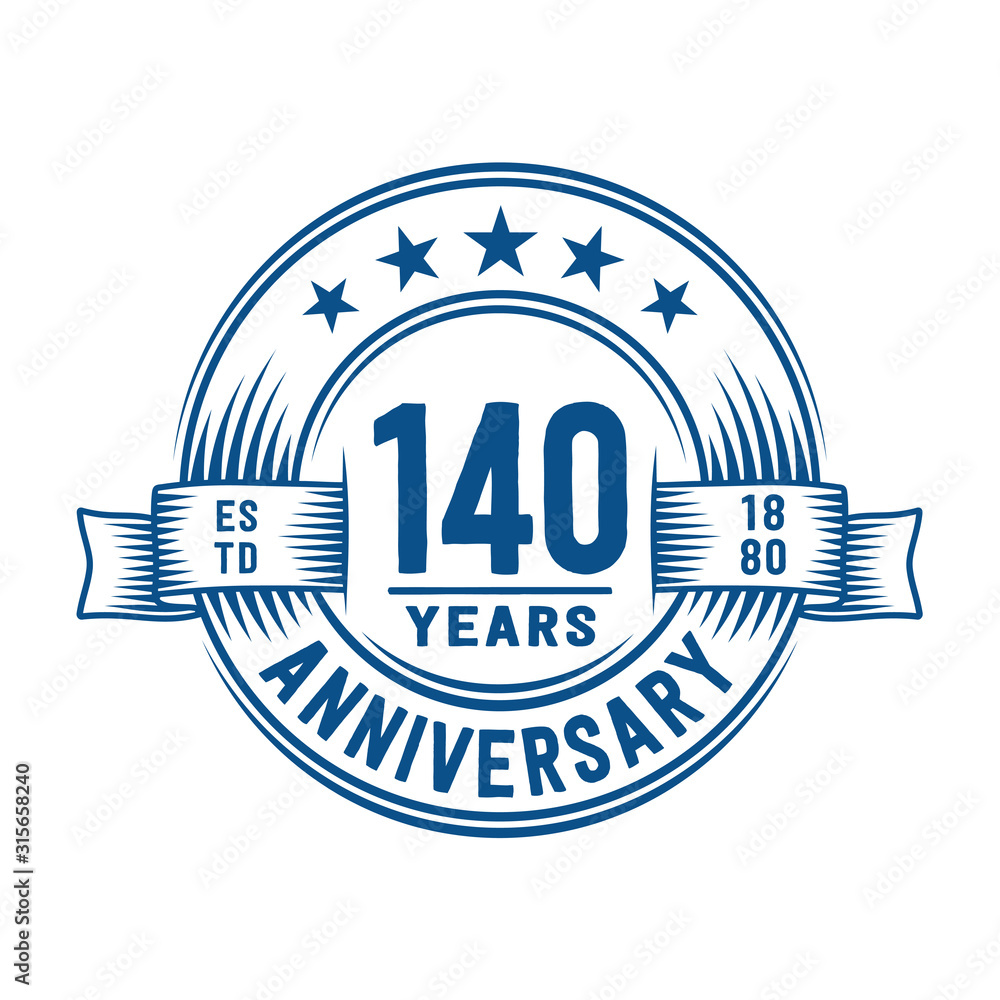 140 years logo design template. 140th anniversary vector and illustration. 140 years logo design template. 140th anniversary vector and illustration.
