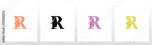 Woman Face On Letter Logo Design R