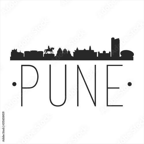 Pune India. City Skyline. Silhouette City. Design Vector. Famous Monuments. photo
