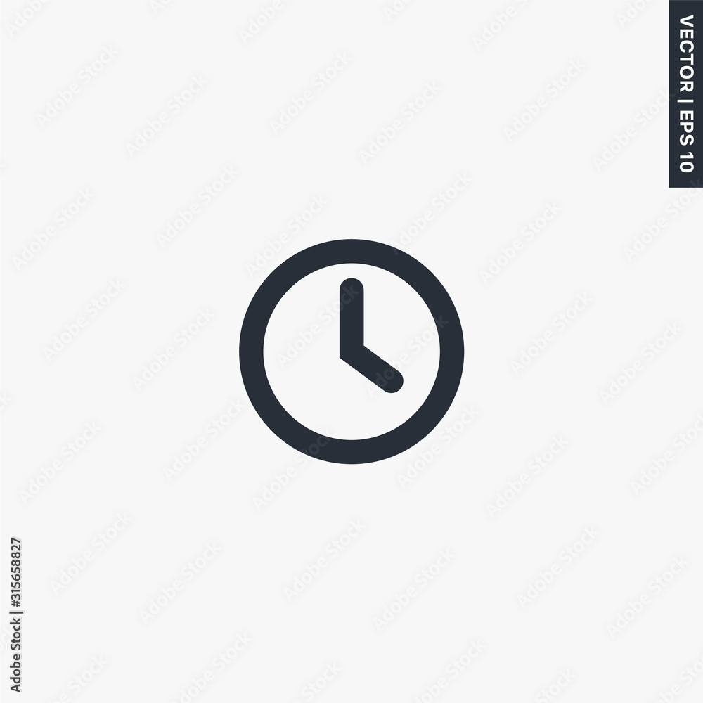 Clock, time icon, flat style sign for mobile concept and web design Clock, time icon, flat style sign for mobile concept and web design
