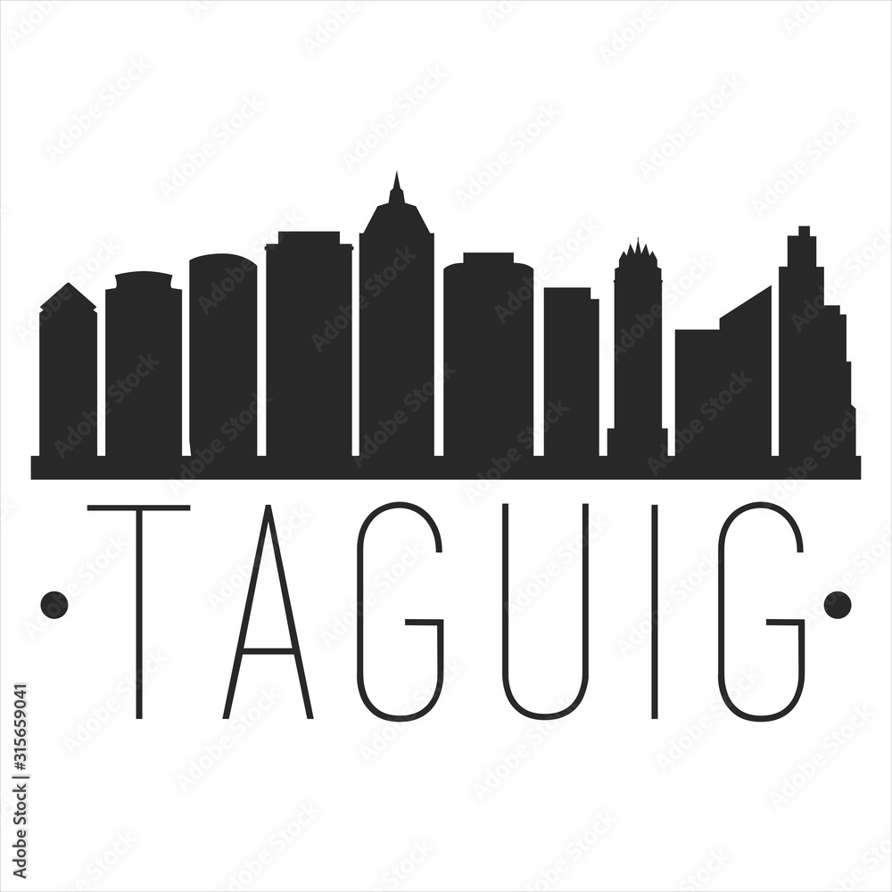 Obraz premium Taguig Philippines. City Skyline. Silhouette City. Design Vector. Famous Monuments.
