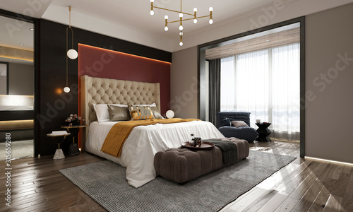 3d render of luxury hotel suite photo