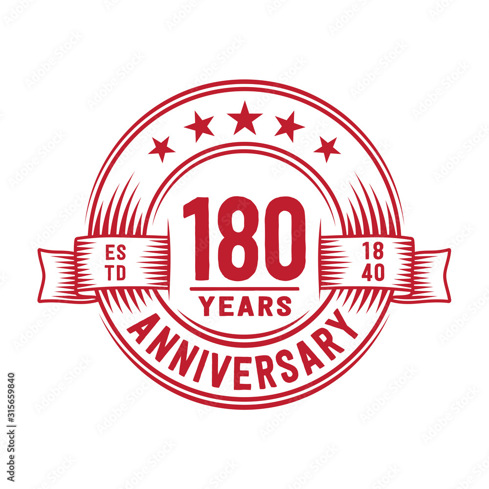 180 years logo design template. 180th anniversary vector and illustration.