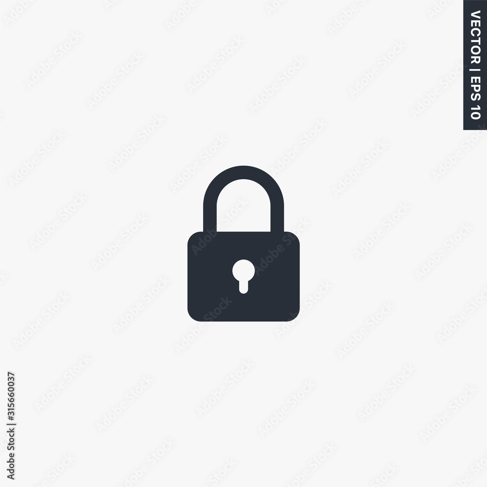 Lock, security icon, flat style sign for mobile concept and web design Lock, security icon, flat style sign for mobile concept and web design