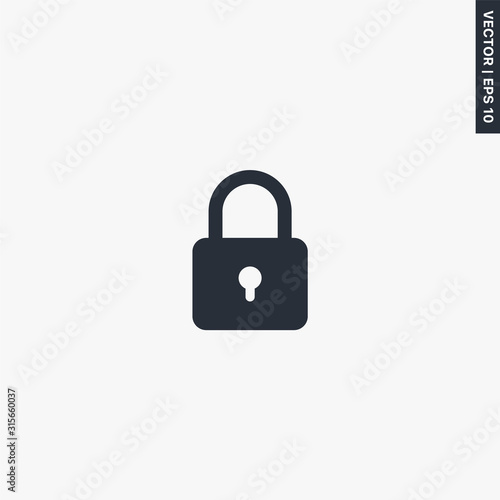 Lock, security icon, flat style sign for mobile concept and web design