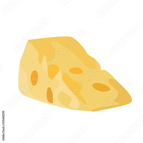 Piece of cheese on a white background.