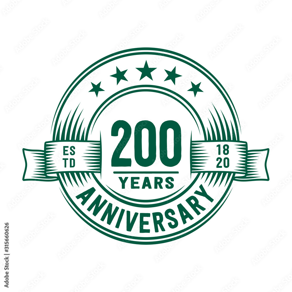 200 years logo design template. 200th anniversary vector and illustration. 200 years logo design template. 200th anniversary vector and illustration.