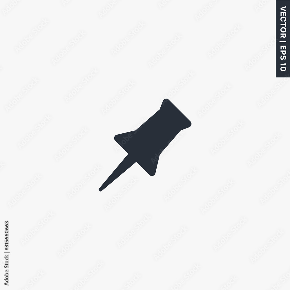 Push pin icon, flat style sign for mobile concept and web design Push pin icon, flat style sign for mobile concept and web design