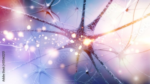 Quadro su tela Conjugation of neural nerves of the human brain