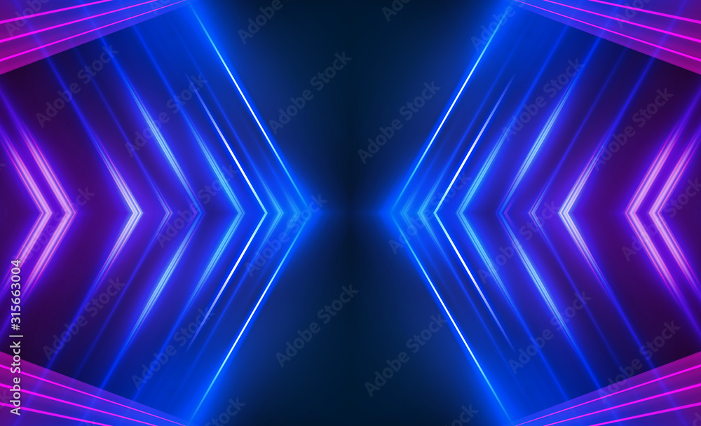 Dark abstract futuristic background. Neon lines glow. Neon lines, shapes. Multi-colored glow, blurry lights, bokeh. Empty stage background Dark abstract futuristic background. Neon lines glow. Neon lines, shapes. Multi-colored glow, blurry lights, bokeh. Empty stage background