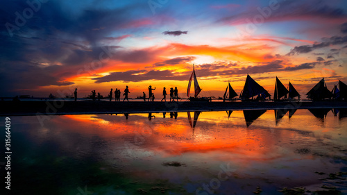 Boracay Island in the Philippines stunning Sunset  photo