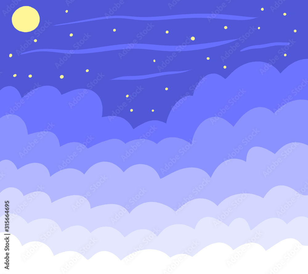 Stylized Cloudy Night Sky Background