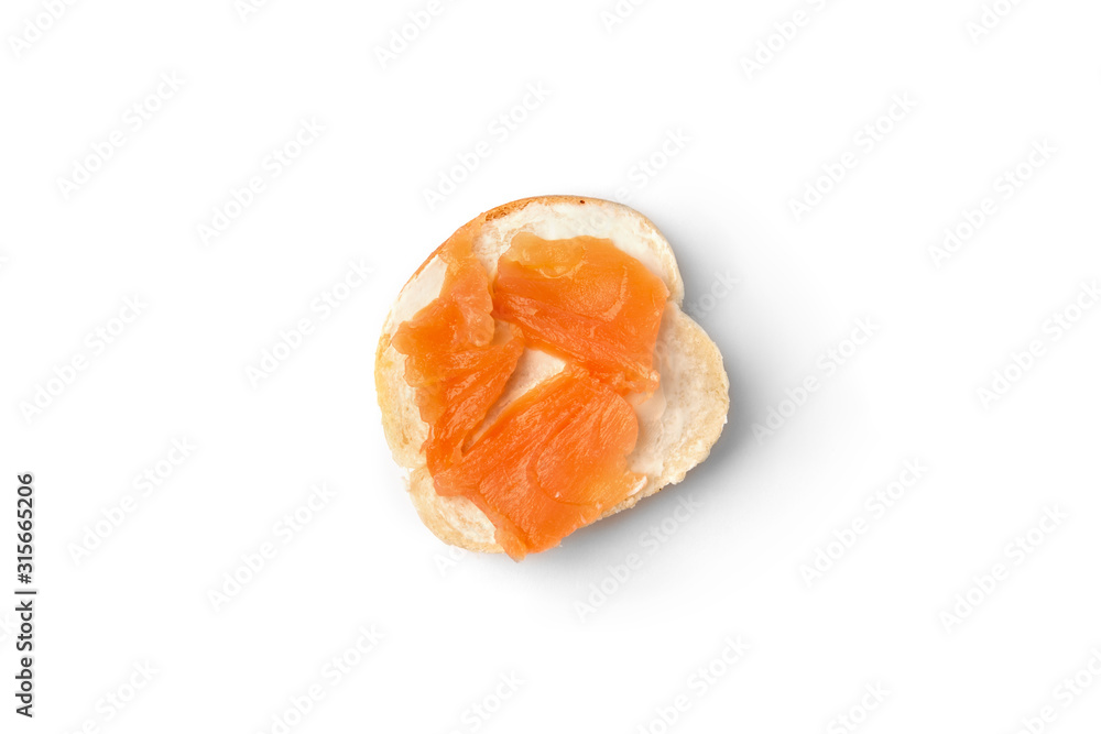 Sandwiches with red fish isolated on white background. Sandwiches with red fish isolated on white background.