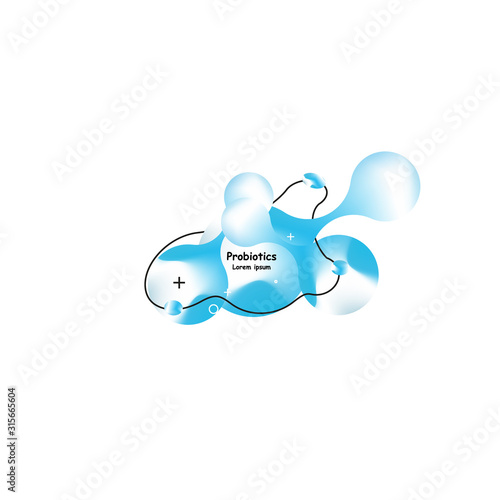 Probiotics bacteria and heart vector design. Concept of design with Lactobacillus Probiotic Bacteria. Template design with Prebiotic healthy nutrition ingredient