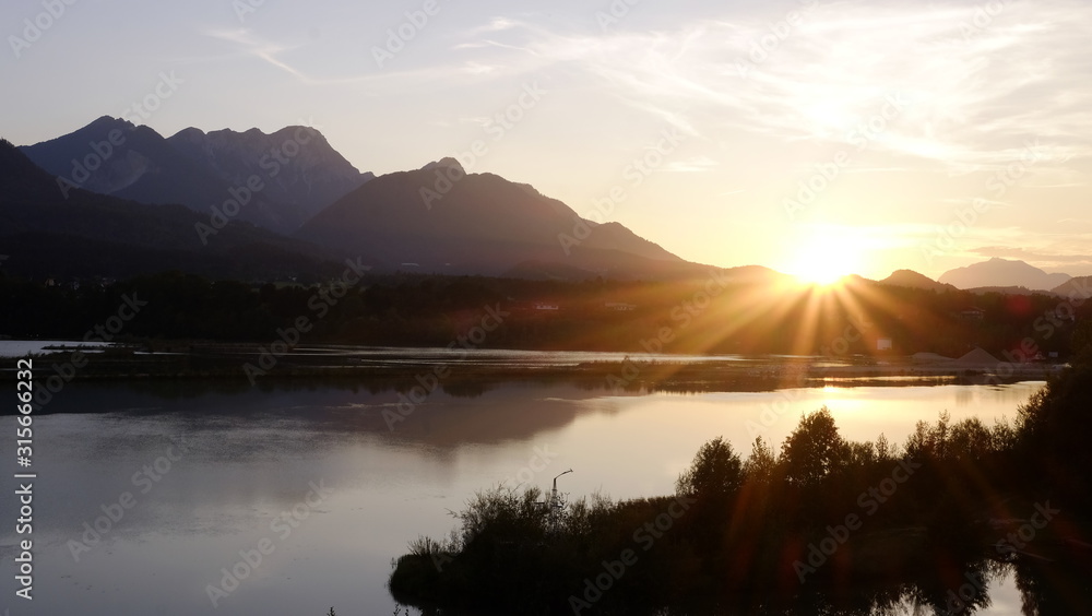 sunset on lake