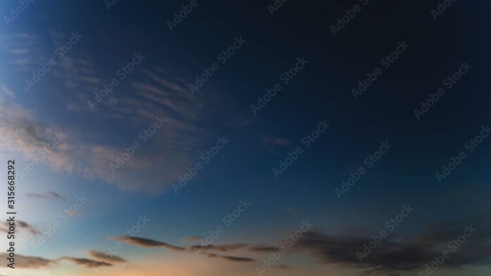 Blue sky and bright clouds, background on the border of Thailand, Malaysia, tropical twilight time.